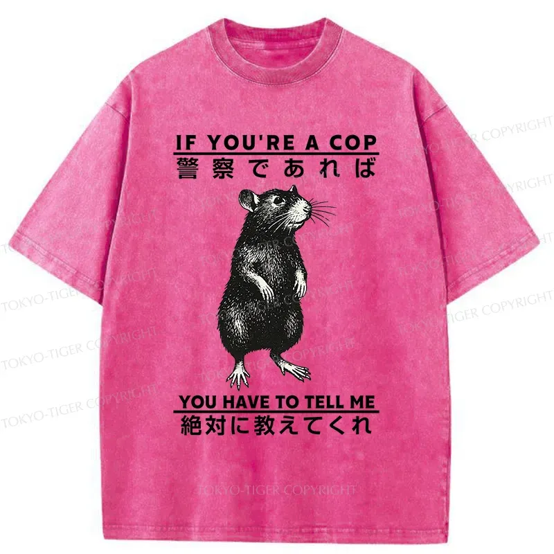 Tokyo-Tiger Funny Mouse Japan Washed T-Shirt