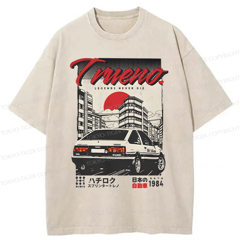 Tokyo-Tiger Retro Japanese Car Funny Washed T-Shirt