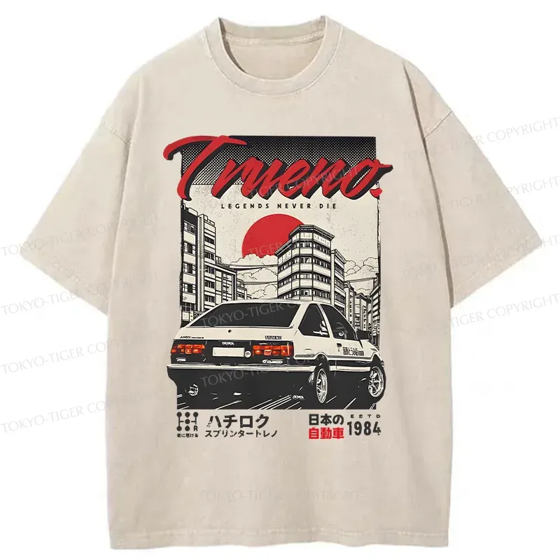 Tokyo-Tiger Retro Japanese Car Funny Washed T-Shirt
