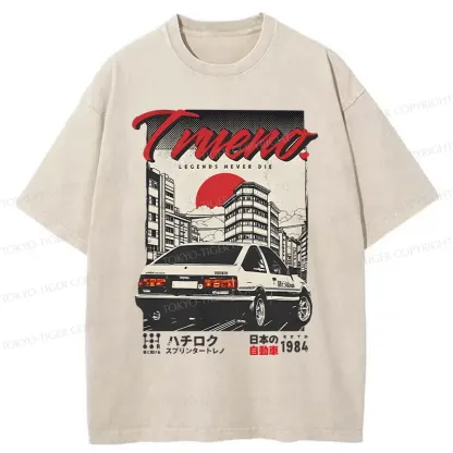 Tokyo-Tiger Retro Japanese Car Funny Washed T-Shirt