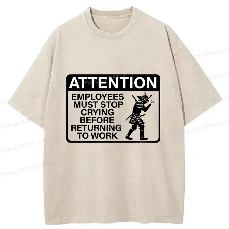 Tokyo-Tiger Stop Crying Samurai Washed T-Shirt