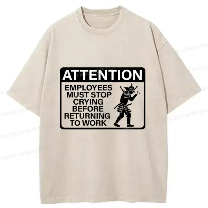 Tokyo-Tiger Stop Crying Samurai Washed T-Shirt