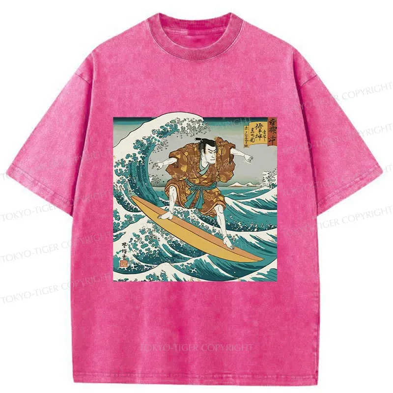Tokyo-Tiger Samurai Surf Washed T-Shirt