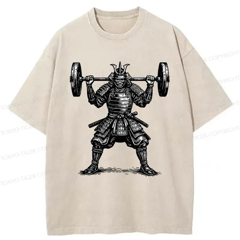 Tokyo-Tiger Warrior Weightlifting Washed T-Shirt