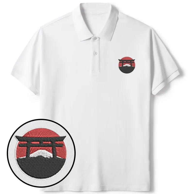 Tokyo-Tiger Japan Torii Gate Embroidered Polo T-Shirt