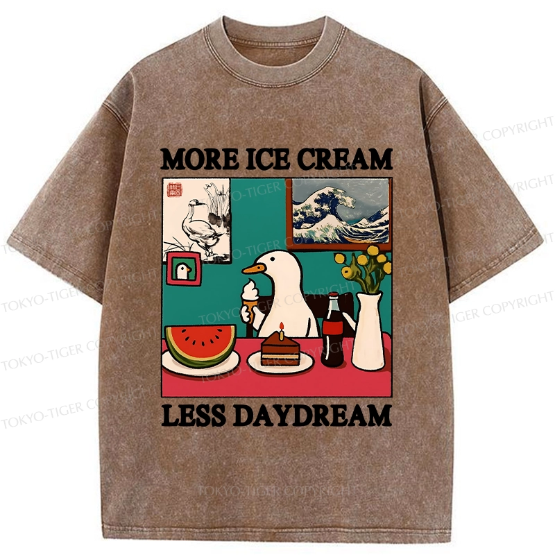 Tokyo-Tiger More Ice Cream Less Daydream Washed T-Shirt