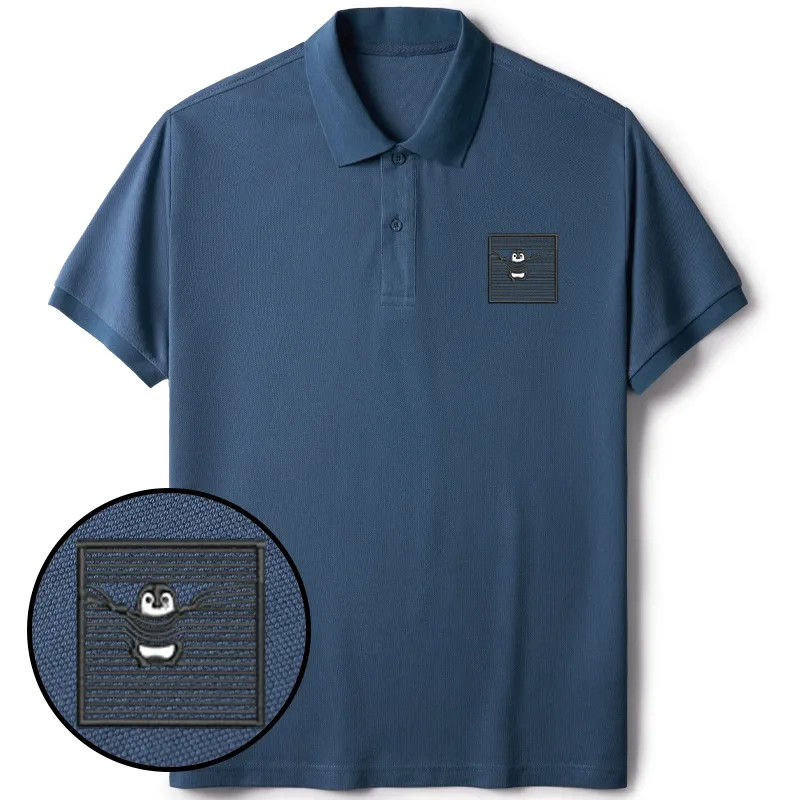 Tokyo-Tiger Kawaii Penguin Embroidered Polo T-Shirt