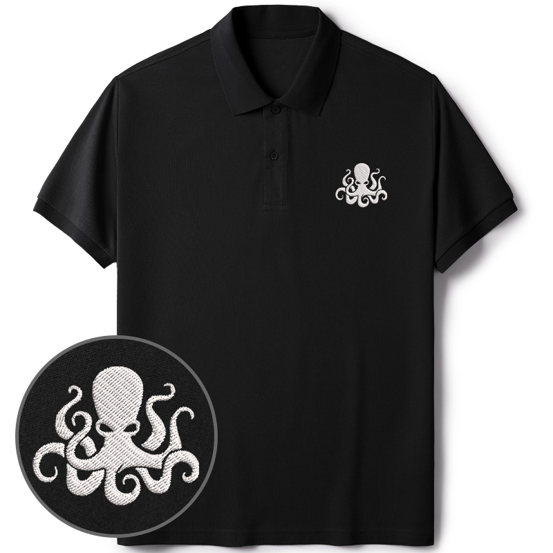 Tokyo-Tiger Japanese Octopus Embroidered Polo T-Shirt