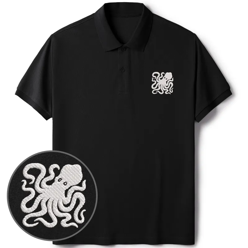 Tokyo-Tiger Japanese Tako Embroidered Polo T-Shirt