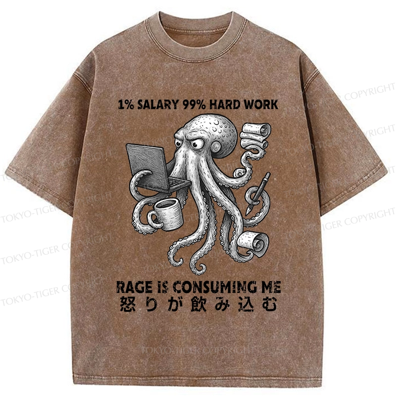 Tokyo-Tiger 1% Salary 99% Hard Work Washed T-Shirt