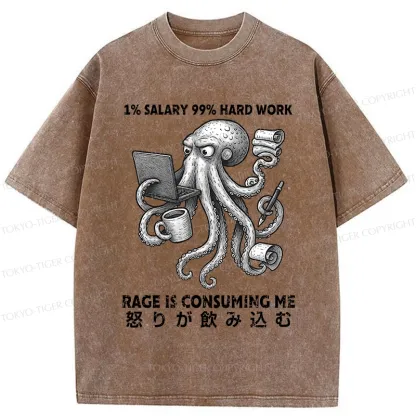 Tokyo-Tiger 1% Salary 99% Hard Work Washed T-Shirt