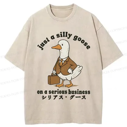 Tokyo-Tiger Silly Goose On A Serious Business Washed T-Shirt
