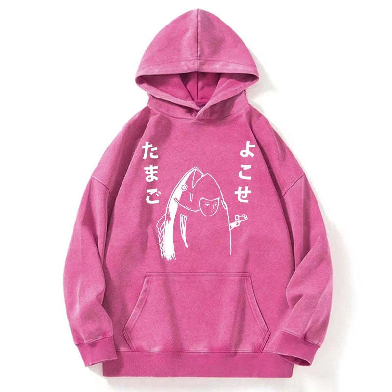 Tokyo-Tiger Give Me Egg Japanese Fish Washed Hoodie