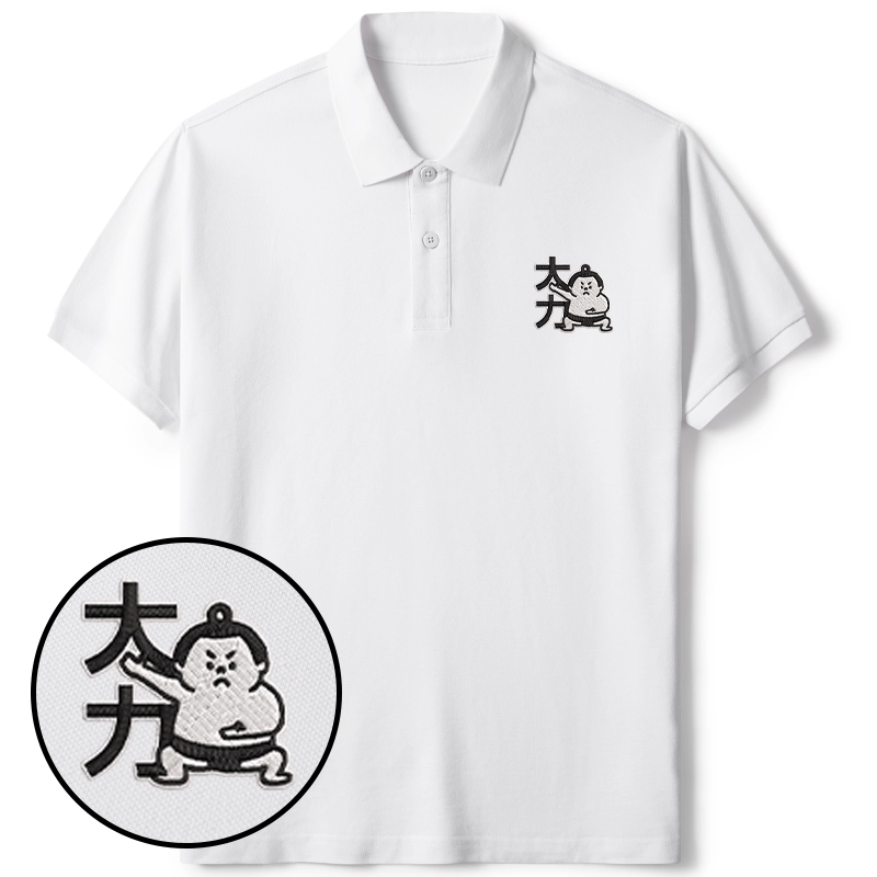 Tokyo-Tiger Japanese Sumo Embroidered Polo T-Shirt