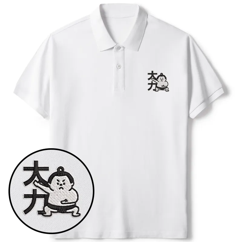 Tokyo-Tiger Japanese Sumo Embroidered Polo T-Shirt