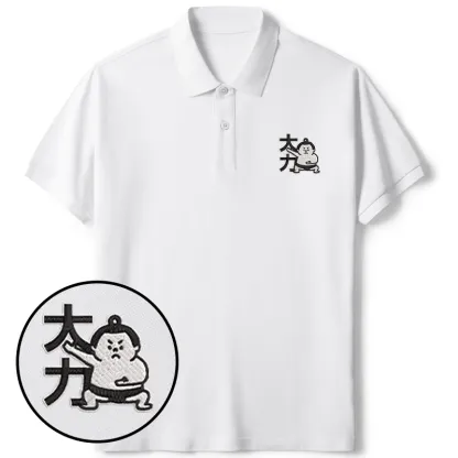 Tokyo-Tiger Japanese Sumo Embroidered Polo T-Shirt