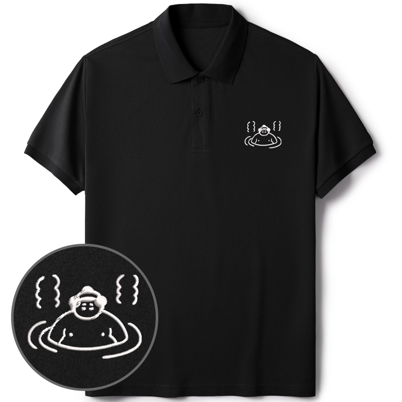Tokyo-Tiger Sumo In Hot Springs Embroidered Polo T-Shirt
