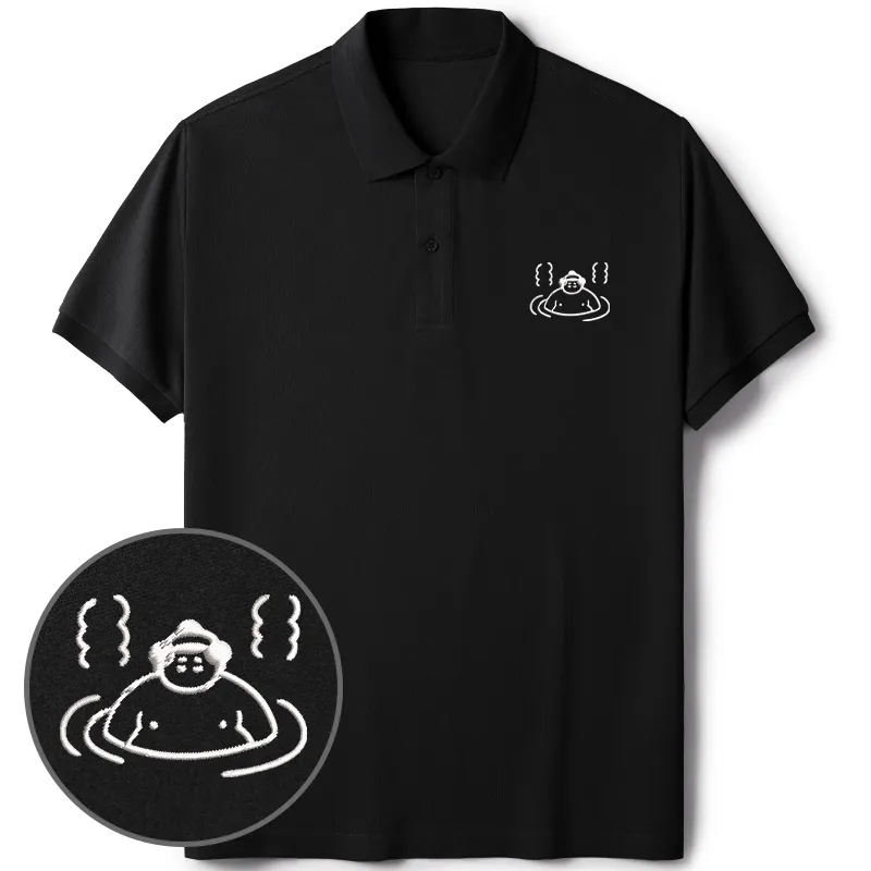 Tokyo-Tiger Sumo In Hot Springs Embroidered Polo T-Shirt
