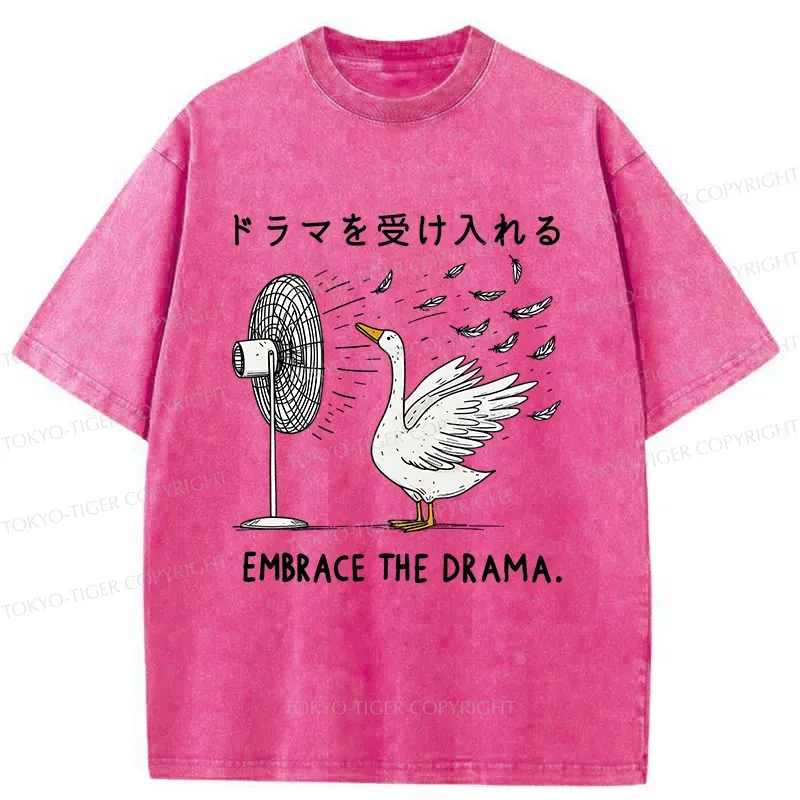 Tokyo-Tiger Goose Blowing Electric Fan Washed T-Shirt