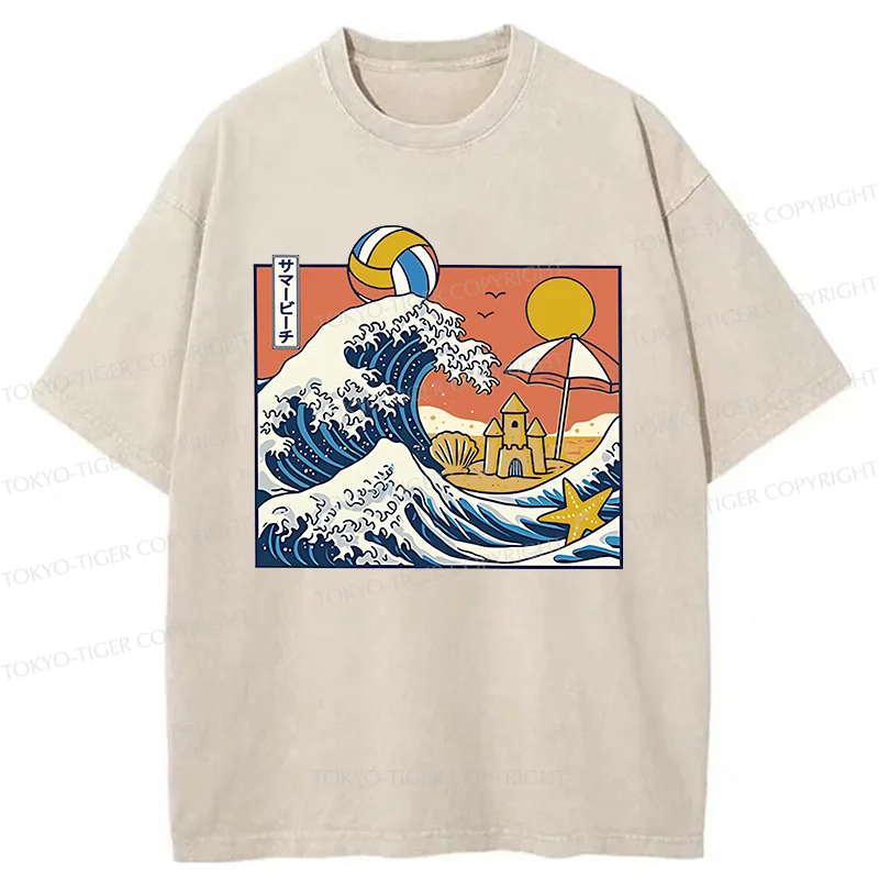 Tokyo-Tiger Summer Beach Washed T-Shirt