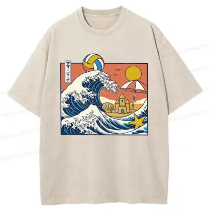 Tokyo-Tiger Summer Beach Washed T-Shirt