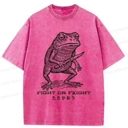 Tokyo-Tiger Fighting Frog Washed T-Shirt