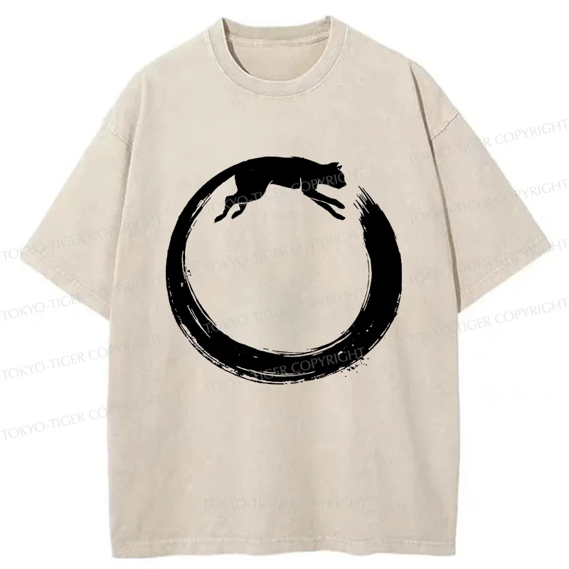 Tokyo-Tiger Cat's Circle Washed T-Shirt
