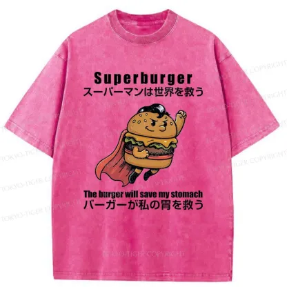 Tokyo-Tiger Burger Save The World Washed T-Shirt
