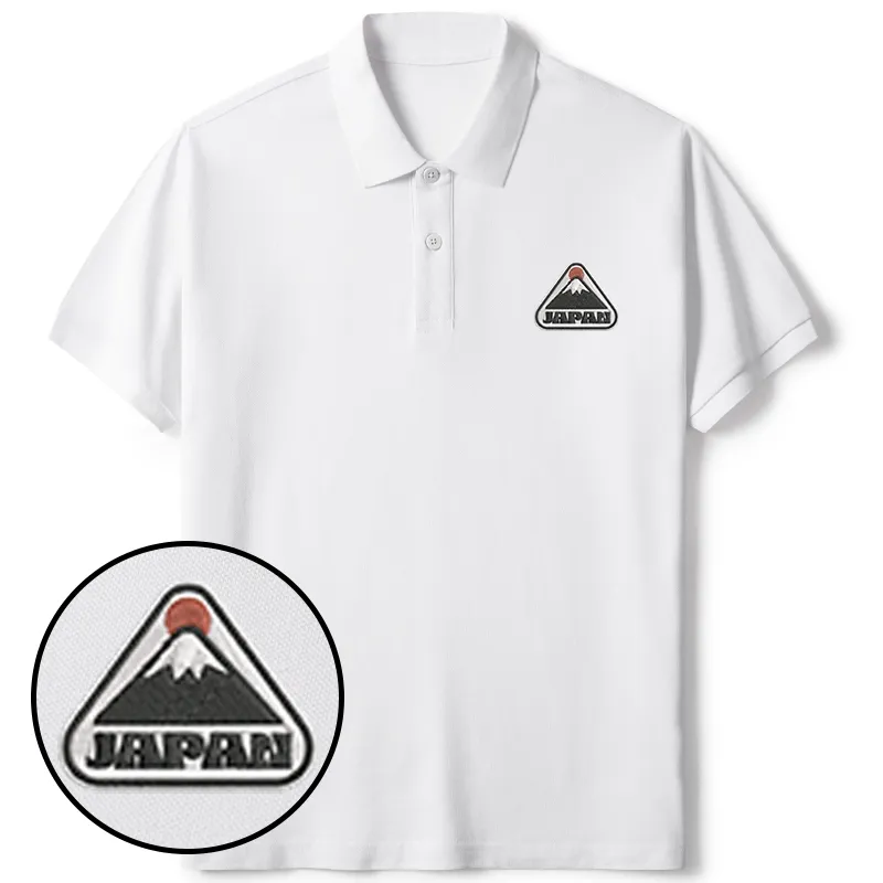 Tokyo-Tiger Mount Fuji Japan Embroidered Polo T-Shirt