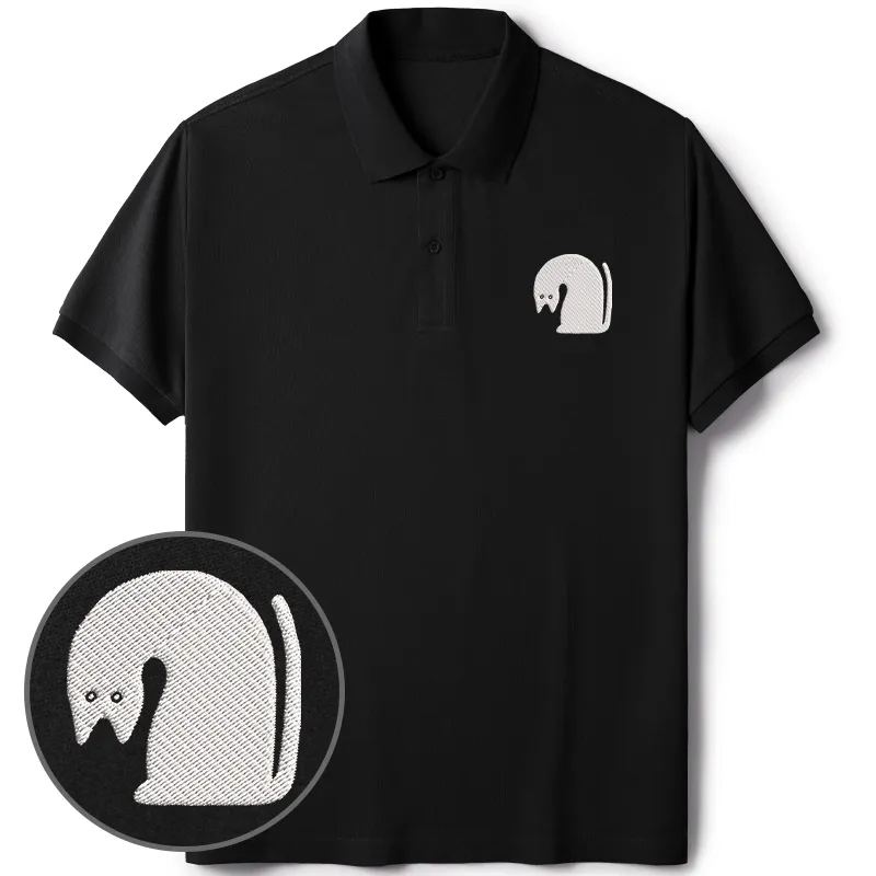 Tokyo-Tiger Curious Cat Embroidered Polo T-Shirt