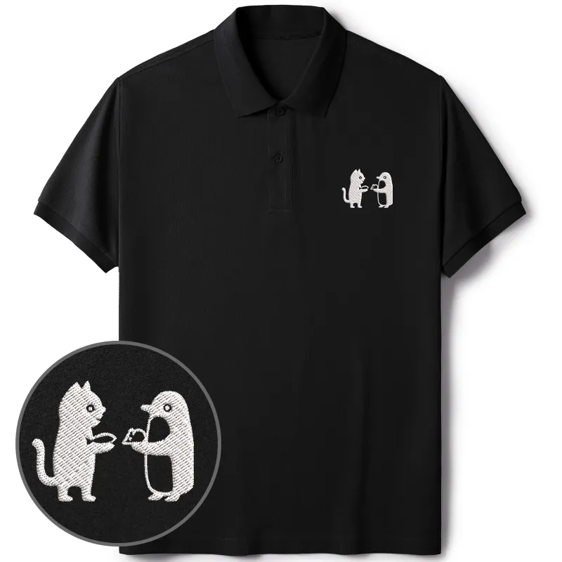 Tokyo-Tiger Funny Food Exchange Embroidered Polo T-Shirt