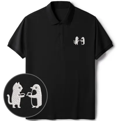 Tokyo-Tiger Funny Food Exchange Embroidered Polo T-Shirt