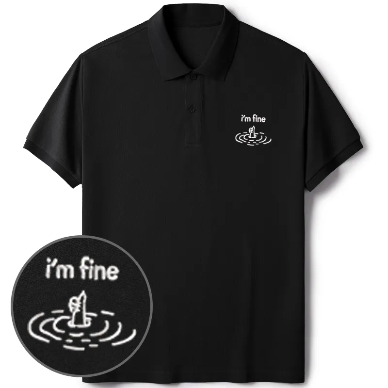 Tokyo-Tiger I'm Fine Embroidered Polo T-Shirt
