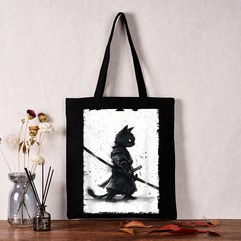 Tokyo-Tiger Retro Cat Samurai Japanese Tote Bag