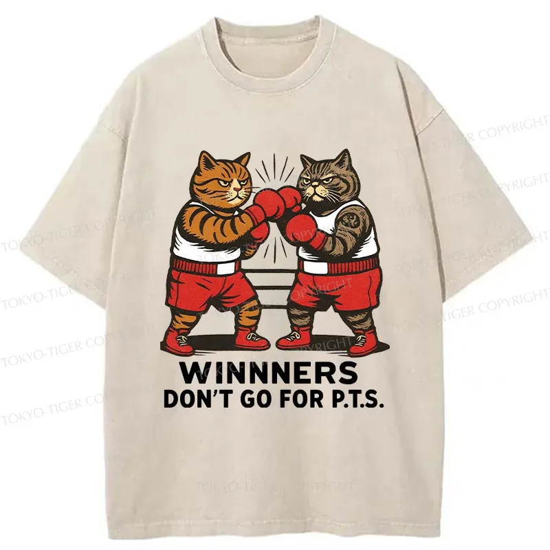 Tokyo-Tiger Fighting Cats Washed T-Shirt