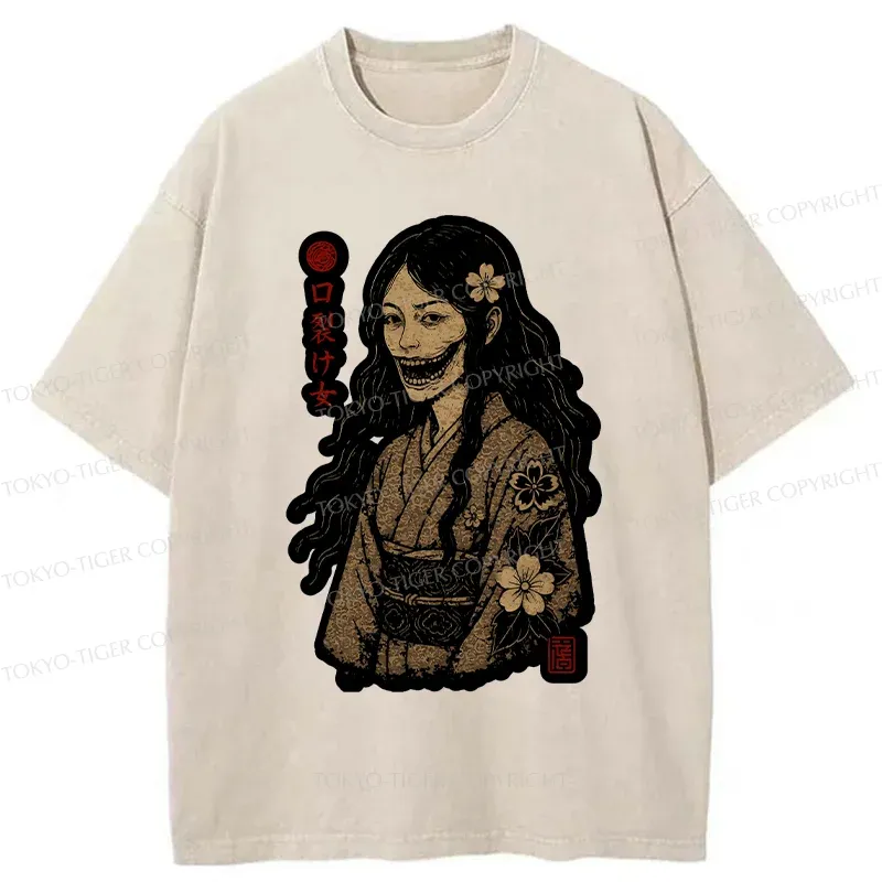 Tokyo-Tiger Cleft Mouth Woman Washed T-Shirt
