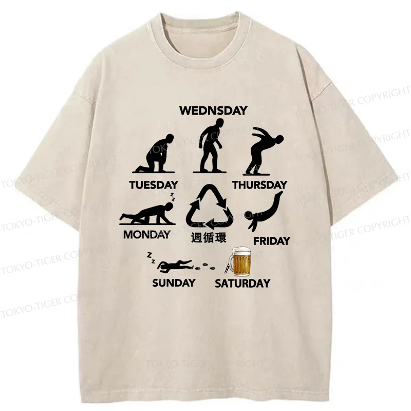 Tokyo-Tiger One Week Cycle Washed T-Shirt
