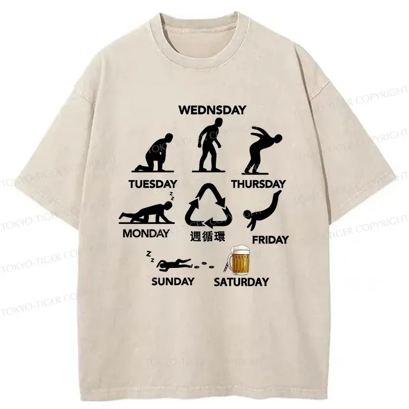 Tokyo-Tiger One Week Cycle Washed T-Shirt