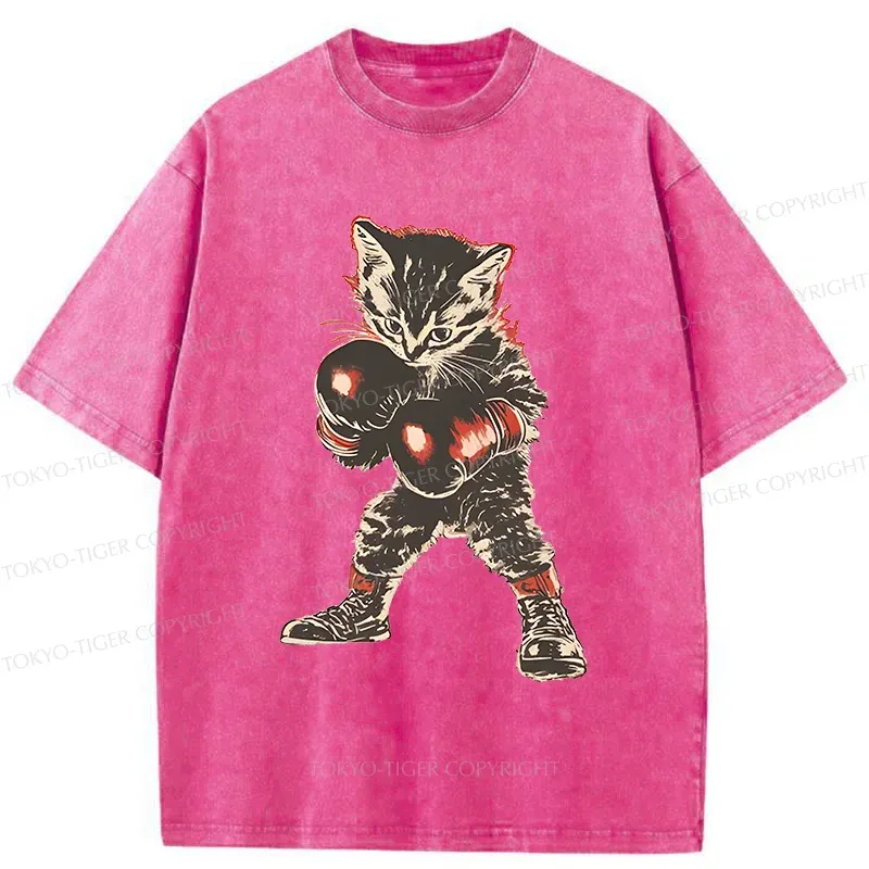 Tokyo-Tiger Boxing Kitten Washed T-Shirt