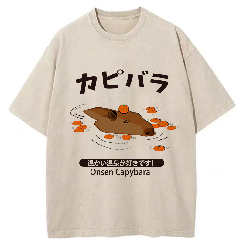 Tokyo-Tiger Onsen Capybara Washed T-Shirt