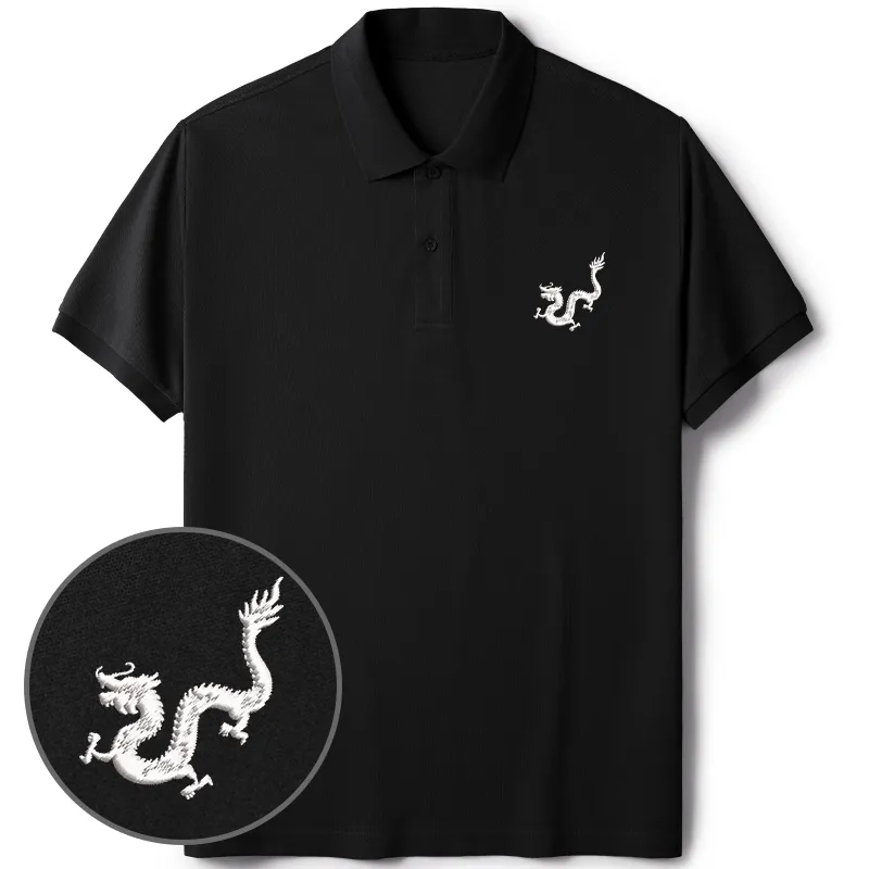 Tokyo-Tiger Japanese Dragon Embroidered Polo T-Shirt