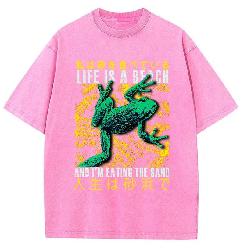 Tokyo-Tiger Life Is A Beach I'M Eating The Sand Washed T-Shirt