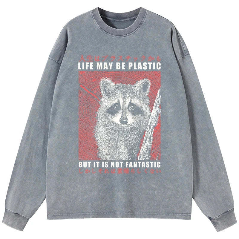 Tokyo-Tiger Life May Be Plastic But It Is Not Fantastic Washed Long Sleeve T-Shirt Sale