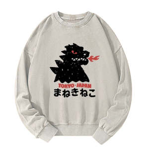 Image of Tokyo-Tiger Japanese Fortune Cat Washed Sweatshirt