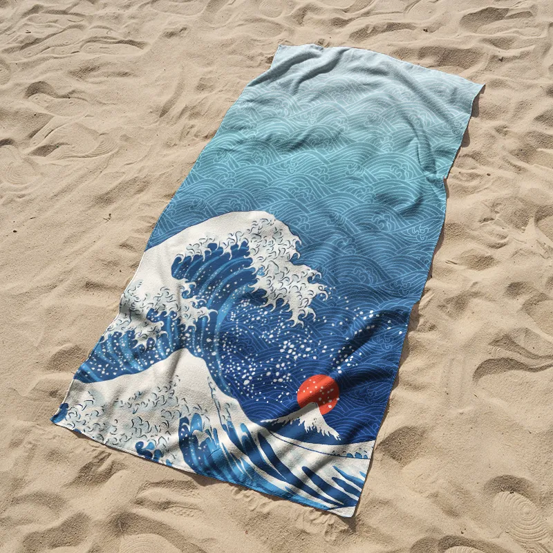 Tokyo-Tiger The Great Wave Off Fuji Beach Towel
