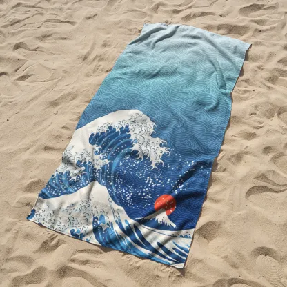 Tokyo-Tiger The Great Wave Off Fuji Beach Towel