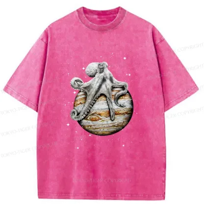 Tokyo-Tiger Octopus And The Planet Washed T-Shirt