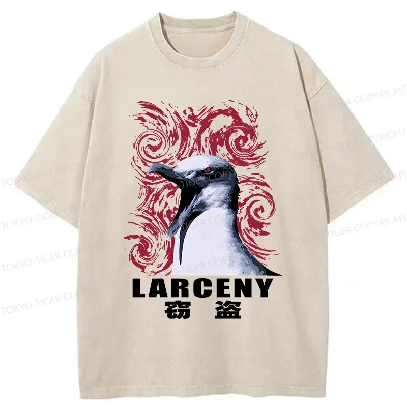 Tokyo-Tiger Stealing Seagull Washed T-Shirt