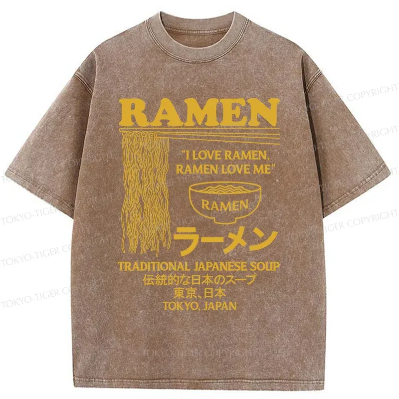 Tokyo-Tiger Retro Ramen Japan Washed T-Shirt