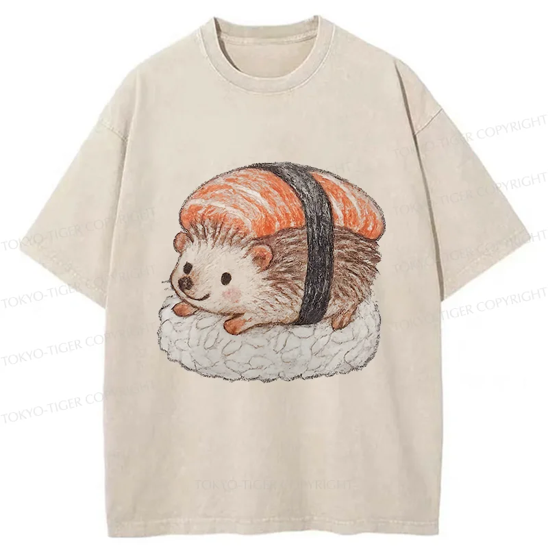 Tokyo-Tiger Hedgehog Sushi Washed T-Shirt